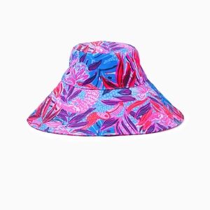 Lilly Pulitzer Blue Pink Purple Tropical Print Sun Hat